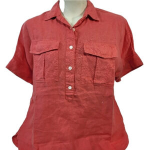 J Crew Red Button Up Blouse